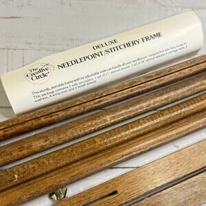Vtg The Creative Circle Deluxe Needlepoint Stitchery Frame Wood 17" & 24" Set